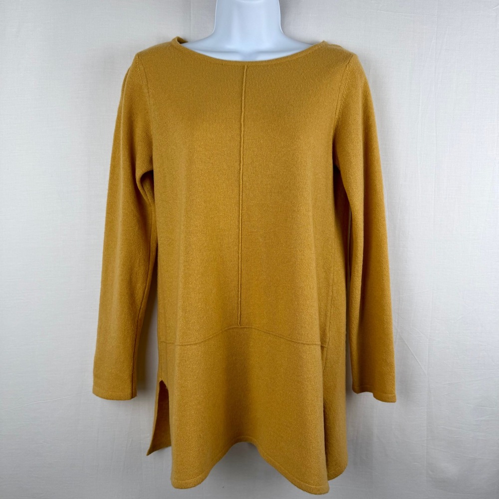 Benedetta B. Merino Wool Blend Tunic Sweater Mustard Yellow Merino Italy Small